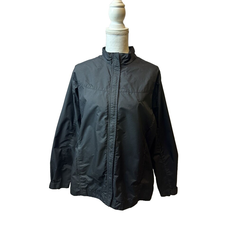 Nike Women's L Large Black Track Jacket Full Zip 100% Nylon